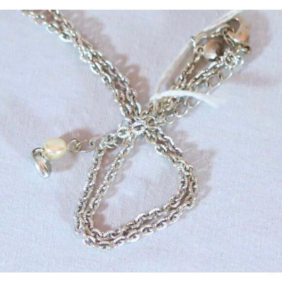 Liz Claiborne Y Pendant Necklace SIlver Tone Chain Faceted Pastel Crystal Stones - Picture 5 of 9